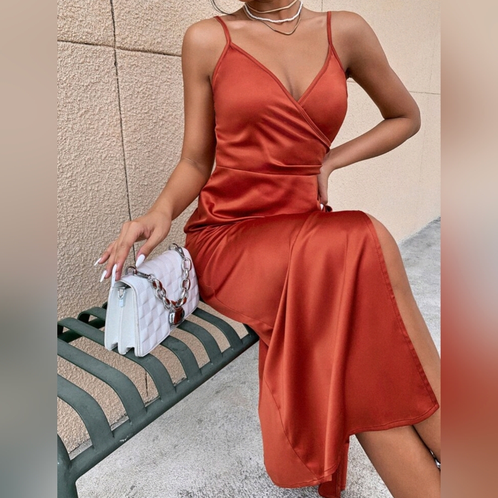 Split Thigh Satin Cami Dress